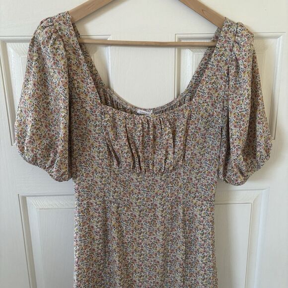 Dainty Floral Womens Midi Dress Size S Regency Romantic Bohemian Hippie Coastal - Picture 3 of 11